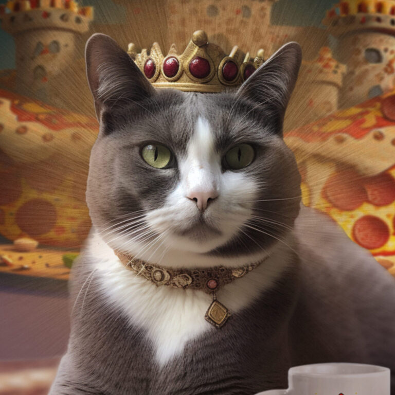 image of clyde the cat with a crown on his head